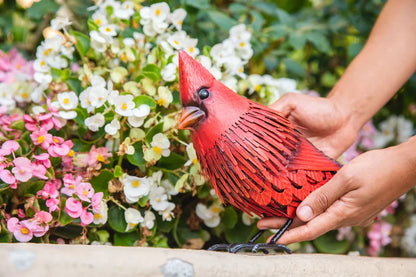 Cardinal Statue Metal Bird Garden Decor - Metal Yard Art - Outdoor Sculptures