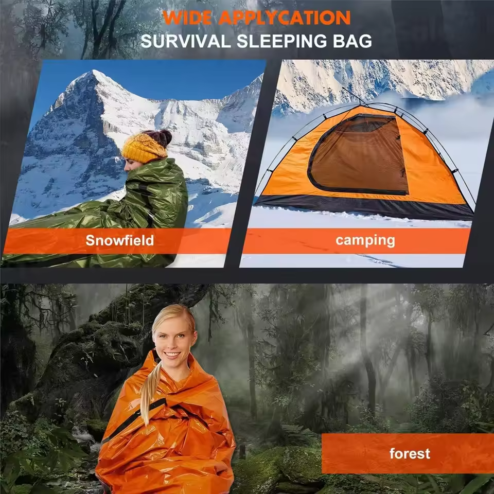 Emergency Sleeping Bag - Thermal Bivy  for Camping, Hiking, Outdoor and Survival Blanket Kit
