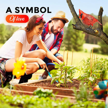 Cardinal Statue Metal Bird Garden Decor - Metal Yard Art - Outdoor Sculptures