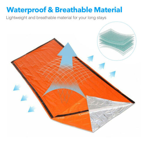Emergency Sleeping Bag - Thermal Bivy  for Camping, Hiking, Outdoor and Survival Blanket Kit