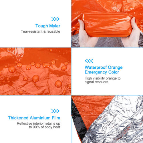 Emergency Sleeping Bag - Thermal Bivy  for Camping, Hiking, Outdoor and Survival Blanket Kit
