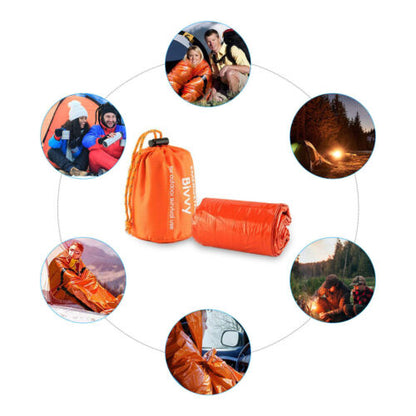 Emergency Sleeping Bag - Thermal Bivy  for Camping, Hiking, Outdoor and Survival Blanket Kit